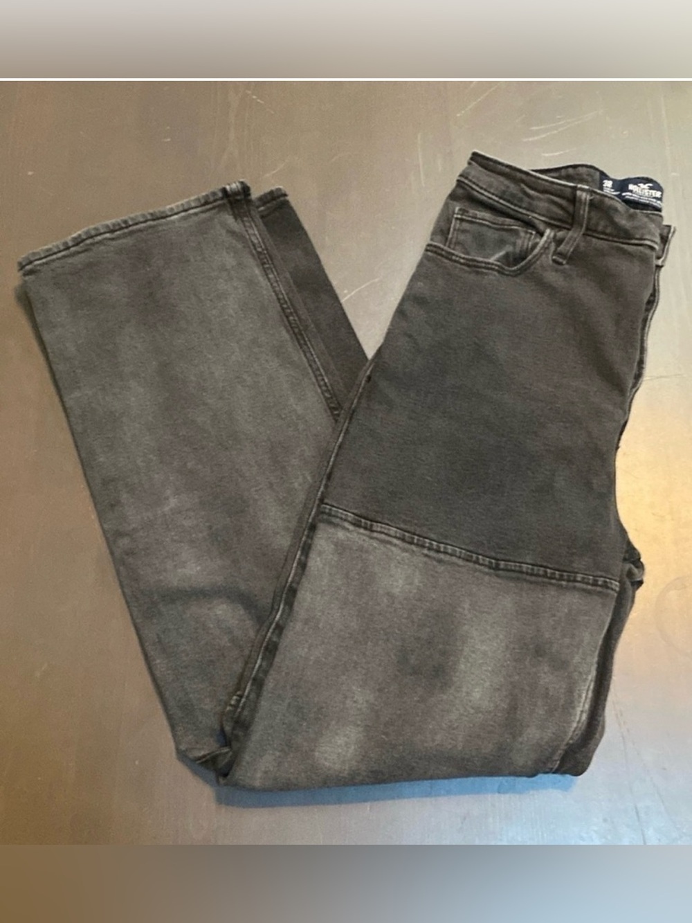 Hollister Ultra High Rise Dad Jeans 3R W26 L31 Black Washed 90s Straight Stretch